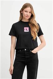 ΓΥΝΑΙΚΕΙΟ T-SHIRT ΜΟΝΟΧΡΩΜΟ ΜΕ ΛΟΓΟΤΥΠΟ ΣΤΟ ΣΤΗΘΟΣ - LV047C864G ΜΑΥΡΟ CALVIN KLEIN JEANS