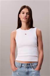ΓΥΝΑΙΚΕΙΟ ΤΟΠ ΑΜΑΝΙΚΟ RIBBED - LV047C201G ΛΕΥΚΟ CALVIN KLEIN JEANS
