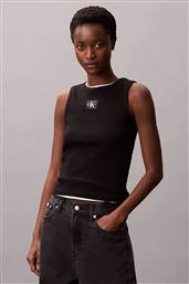 ΓΥΝΑΙΚΕΙΟ ΤΟΠ ΑΜΑΝΙΚΟ RIBBED - LV047C201G ΜΑΥΡΟ CALVIN KLEIN JEANS