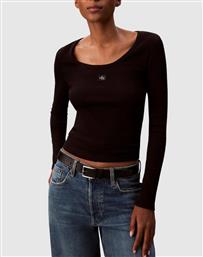 JEANS LS WOVEN LABEL 2X2 RIB SCOOP NEC CALVIN KLEIN
