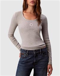 JEANS LS WOVEN LABEL 2X2 RIB SCOOP NEC CALVIN KLEIN