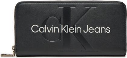 ΜΕΓΑΛΟ ΠΟΡΤΟΦΟΛΙ ΓΥΝΑΙΚΕΙΟ SCULPTED MONO ZIP AROUND MONO K60K607634 ΜΑΥΡΟ CALVIN KLEIN JEANS