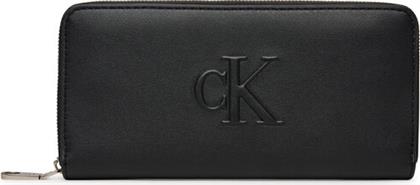 ΜΕΓΑΛΟ ΠΟΡΤΟΦΟΛΙ ΓΥΝΑΙΚΕΙΟ SCULPTED ZIP AROUND LV04K1005G ΜΑΥΡΟ CALVIN KLEIN JEANS