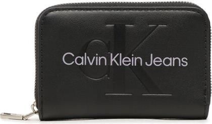 ΜΙΚΡΟ ΠΟΡΤΟΦΟΛΙ ΓΥΝΑΙΚΕΙΟ SCULPTED MED ZIP AROUND MONO K60K607229 ΜΑΥΡΟ CALVIN KLEIN JEANS από το MODIVO