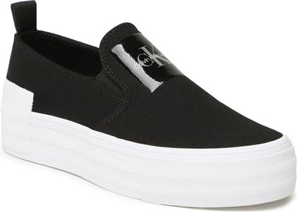 ΠΑΝΙΝΑ ΠΑΠΟΥΤΣΙΑ BOLD VULC FLAT SLIPON YW0YW01040 ΜΑΥΡΟ CALVIN KLEIN JEANS