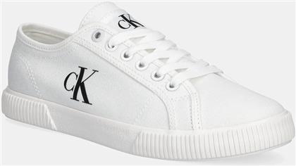 ΠΑΝΙΝΑ ΠΑΠΟΥΤΣΙΑ ESS VULC LOW CV MG WN ΧΡΩΜΑ: ΑΣΠΡΟ, YW0YW01762 CALVIN KLEIN JEANS