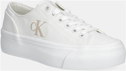 ΠΑΝΙΝΑ ΠΑΠΟΥΤΣΙΑ VULC FLATFORM LOW CV MG ΧΡΩΜΑ: ΑΣΠΡΟ, YW0YW01763 CALVIN KLEIN JEANS