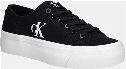 ΠΑΝΙΝΑ ΠΑΠΟΥΤΣΙΑ VULC FLATFORM LOW CV MG ΧΡΩΜΑ: ΜΑΥΡΟ, YW0YW01763 CALVIN KLEIN JEANS