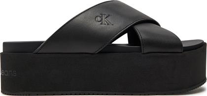 ΠΑΝΤΟΦΛΕΣ FLATFORM CROSS MG UC YW0YW01349 ΜΑΥΡΟ CALVIN KLEIN JEANS