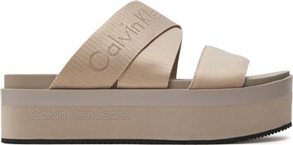 ΠΑΝΤΟΦΛΕΣ FLATFORM SANDAL WEBBING IN MR YW0YW01361 ΜΠΕΖ CALVIN KLEIN JEANS