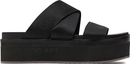 ΠΑΝΤΟΦΛΕΣ FLATFORM SANDAL WEBBING IN MR YW0YW01361 ΜΑΥΡΟ CALVIN KLEIN JEANS