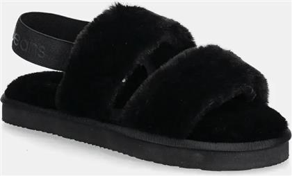 ΠΑΝΤΟΦΛΕΣ HOME VELCRO IN FUR ΧΡΩΜΑ: ΜΑΥΡΟ, YW0YW01595 CALVIN KLEIN JEANS