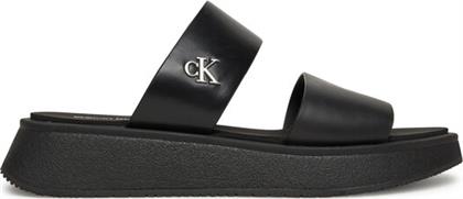 ΠΑΝΤΟΦΛΕΣ SANDAL SLIDE DOUBLE STRAP YW0YW01694 ΜΑΥΡΟ CALVIN KLEIN JEANS