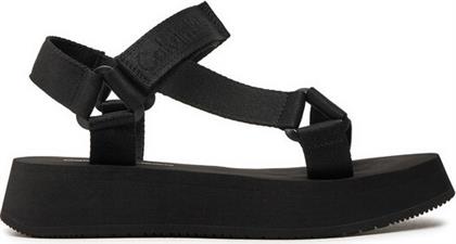 ΣΑΝΔΑΛΙΑ SANDAL VELCRO WEBBING IN MTL YW0YW01480 ΜΑΥΡΟ CALVIN KLEIN JEANS