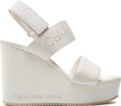 ΣΑΝΔΑΛΙΑ WEDGE SANDAL WEBBING IN MR YW0YW01360 ΛΕΥΚΟ CALVIN KLEIN JEANS