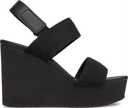 ΣΑΝΔΑΛΙΑ WEDGE SANDAL WEBBING IN YW0YW01790 ΜΑΥΡΟ CALVIN KLEIN JEANS