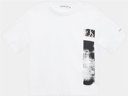 T-SHIRT GLITCHED MONOGRAM IB0IB01767 ΛΕΥΚΟ REGULAR FIT CALVIN KLEIN JEANS