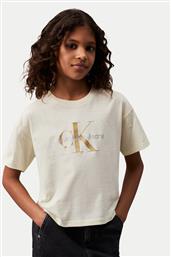 T-SHIRT GLITTER MONOGRAM IG0IG02529 ΕΚΡΟΥ BOXY FIT CALVIN KLEIN JEANS