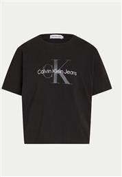 T-SHIRT GLITTER MONOGRAM IG0IG02529 ΜΑΥΡΟ BOXY FIT CALVIN KLEIN JEANS