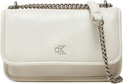 ΤΣΑΝΤΑ CHAIN MINI EW FLAP LV04K3085G ΕΚΡΟΥ CALVIN KLEIN JEANS