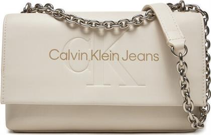 ΤΣΑΝΤΑ SCULPTED EW FLAP WICHAIN25 MONO K60K612221 ΕΚΡΟΥ CALVIN KLEIN JEANS