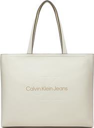 ΤΣΑΝΤΑ SCULPTED SLIM K60K612222 ΛΕΥΚΟ CALVIN KLEIN JEANS