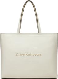 ΤΣΑΝΤΑ SCULPTED SLIM K60K612222 ΛΕΥΚΟ CALVIN KLEIN JEANS