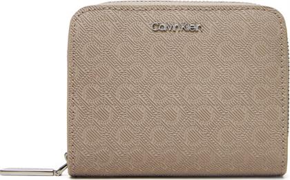 ΜΙΚΡΟ ΠΟΡΤΟΦΟΛΙ ΓΥΝΑΙΚΕΙΟ CK MUST AOP MD ZIP AROUND W FLAP LV04F1037G ΜΠΕΖ CALVIN KLEIN