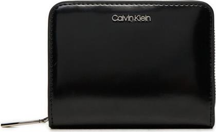 ΜΙΚΡΟ ΠΟΡΤΟΦΟΛΙ ΓΥΝΑΙΚΕΙΟ CK MUST MEDIUM ZIP AROUND-SHINY K60K612847 ΜΑΥΡΟ CALVIN KLEIN