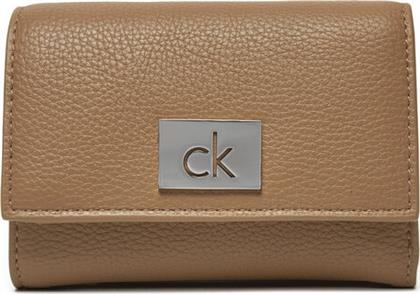 ΜΙΚΡΟ ΠΟΡΤΟΦΟΛΙ ΓΥΝΑΙΚΕΙΟ CK PLAQUE SMALL TRIFOLD W/ZIP K60K612834 ΓΚΡΙ CALVIN KLEIN