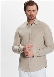 ΠΟΥΚΑΜΙΣΟ LINEN SOLID SLIM SHIRT K10K109286 ΜΠΕΖ SLIM FIT CALVIN KLEIN