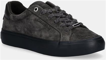 ΣΟΥΕΤ ΑΘΛΗΤΙΚΑ ΠΑΠΟΥΤΣΙΑ LACE-UP SNEAKER SUEDE/WL CK ΧΡΩΜΑ: ΠΡΑΣΙΝΟ, HW0HW02679 CALVIN KLEIN