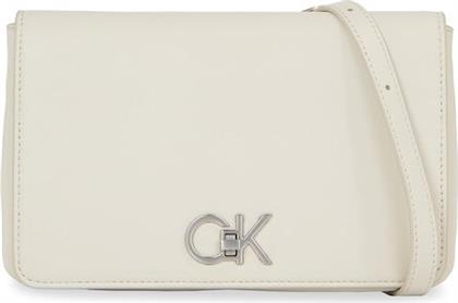 ΤΣΑΝΤΑ RE-LOCK DOUBLE GUSETT XBODY K60K611531 ΛΕΥΚΟ CALVIN KLEIN