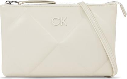 ΤΣΑΝΤΑ RE-LOCK QUILT CROSSBODY K60K611042 ΛΕΥΚΟ CALVIN KLEIN