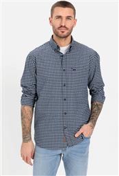 ΑΝΔΡΙΚΟ ΠΟΥΚΑΜΙΣΟ BUTTON DOWN ΜΕ ΚΑΡΟ ΣΧΕΔΙΟ ΚΑΙ ΤΣΕΠΗ ΜΕ ΚΕΝΤΗΜΕΝΟ MONOGRAM REGULAR FIT - C252NOS-409110-9S10 ΜΠΛΕ ΣΚΟΥΡΟ CAMEL