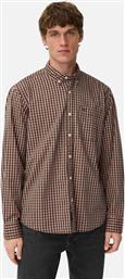 ΑΝΔΡΙΚΟ ΠΟΥΚΑΜΙΣΟ BUTTON DOWN ΜΕ ΚΑΡΟ ΣΧΕΔΙΟ ΚΑΙ ΤΣΕΠΗ ΜΕ ΛΟΓΟΤΥΠΟ REGULAR FIT - C252-409110-6S10 ΚΑΦΕ CAMEL