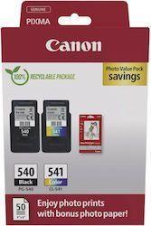 ΜΕΛΑΝΙ INKJET PG 540 & CL 541 BLACK & COLOUR + PHOTO PAPER 50SH ΜΕ OEM:5225B013 CANON