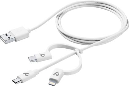 ΣΕΤ ΚΑΛΩΔΙΩΝ 3IN1 USB TO MICROUSB,USB-C,LIGTHNITNG 1.2M - WHITE CELLULAR LINE από το MEDIA MARKT