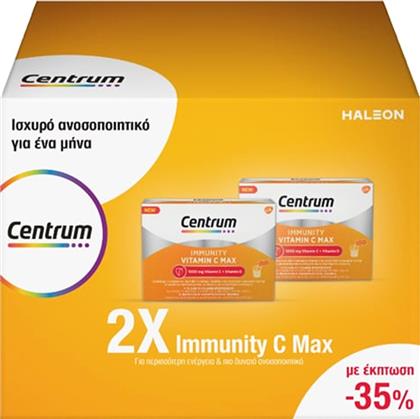 PROMO IMMUNITY VITAMIN C MAX 1000MG & VIT.D ORANGE FLAVOR ΣΥΜΠΛΗΡΩΜΑ ΔΙΑΤΡΟΦΗΣ ΜΕ ΒΙΤΑΜΙΝΕΣ, ΜΕΤΑΛΛΑ & ΙΧΝΟΣΤΟΙΧΕΙΑ ΓΙΑ ΕΝΙΣΧΥΣΗ ΤΟΥ ΑΝΟΣΟΠΟΙΗΤΙΚΟΥ ΣΥΣΤΗΜΑΤΟΣ & ΕΝΕΡΓΕΙΑ ΜΕ ΓΕΥΣΗ ΠΟΡΤΟΚΑΛΙ 28 SACHETS (2X14 SACHETS) CENTRUM