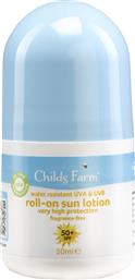 WATER RESISTANT ROLL-ON SUN LOTION SPF50+ ΑΔΙΑΒΡΟΧΟ ΠΑΙΔΙΚΟ ΑΝΤΗΛΙΑΚΟ ROLL-ON ΠΟΛΥ ΥΨΗΛΗΣ ΠΡΟΣΤΑΣΙΑΣ 50ML CHILDS FARM από το PHARM24