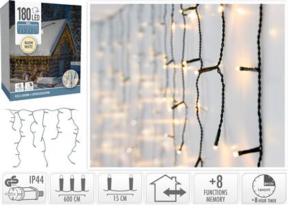 ΧΡΙΣΤΟΥΓΕΝΝΙΑΤΙΚΗ ΚΟΥΡΤΙΝΑ 180 LED ΘΕΡΜΟ ΛΕΥΚΟ 1 ΤΕΜΑΧΙΟ