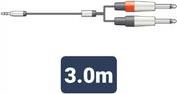 S3J-26J300 ΚΑΛΩΔΙO ΗΧΟΥ 3.5MM STEREO JACK PLUG - 2 X 6.3MM MONO JACK PLUGS 3M (ΤΕΜΑΧΙΟ) CITRONIC