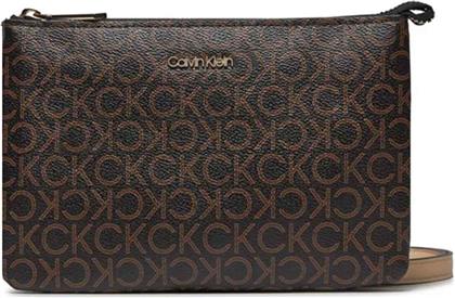 ΓΥΝΑΙΚΕΙΑ ΤΣΑΝΤΑ CROSSBODY ΜΕ ALL-OVER MONOGRAM PRINT ΚΑΙ ΜΕΤΑΛΛΙΚΟ ΛΟΓΟΤΥΠΟ - K60K609417 ΚΑΦΕ CK JEANS