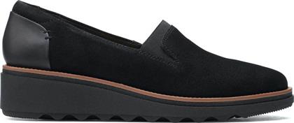 ΓΥΝΑΙΚΕΙΑ LOAFERS ΜΟΝΟΧΡΩΜΑ SUEDE ''SHARON DOLLY'' - 26155819 ΜΑΥΡΟ CLARKS