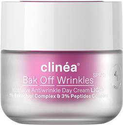 BAK OFF WRINKLES INTENSIVE ANTIWRINKLES DAY CREAM LIGHT SPF20 ΚΡΕΜΑ ΗΜΕΡΑΣ ΕΝΤΑΤΙΚΗΣ ΑΝΤΙΓΗΡΑΝΣΗΣ ΕΛΑΦΡΙΑΣ ΥΦΗΣ ΜΕΣΑΙΑΣ ΠΡΟΣΤΑΣΙΑΣ ΑΠΟ ΤΗΝ ΗΛΙΑΚΗ ΑΚΤΟΝΟΒΟΛΙΑ 50ML CLINEA