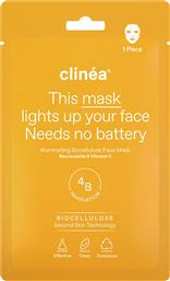 ILLUMINATING BIOCELLULOSE FACE MASK ΜΑΣΚΑ ΠΡΟΣΩΠΟΥ ΓΙΑ ΛΑΜΨΗ ΜΕ ΒΙΟΚΥΤΤΑΡΙΝΗ 1 ΤΕΜΑΧΙΟ CLINEA