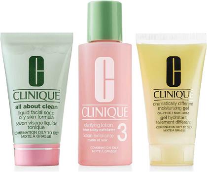 SKIN SCHOOL SUPPLIES: CLEANSER REFRESHER COURSE SKINCARE SET FOR OILY SKIN TYPES (TYPE 3 & 4) - V5P8010000 CLINIQUE