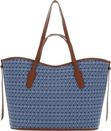 ΓΥΝΑΙΚΕΙΑ DENIM ΤΣΑΝΤΑ SHOPPER ΜΕ ALL-OVER MONOGRAM ''NEVER WITHOUT BAG'' - E1TSI-110401 DENIM BLUE COCCINELLE