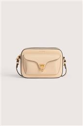 ΓΥΝΑΙΚΕΙΑ ΔΕΡΜΑΤΙΝΗ ΤΣΑΝΤΑ CROSSBODY ΜΕ LOGO PRINT ''BEAT'' - E1MF6-150201 ΕΚΡΟΥ COCCINELLE