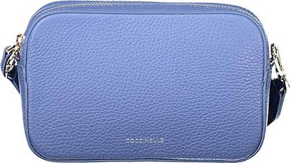 ΓΥΝΑΙΚΕΙΑ ΔΕΡΜΑΤΙΝΗ ΤΣΑΝΤΑ CROSSBODY ΜΕ ΜΕΤΑΛΛΙΚΟ ΛΟΓΟΤΥΠΟ ''TEBE'' - E5MN5-55I101 ΓΑΛΑΖΙΟ COCCINELLE
